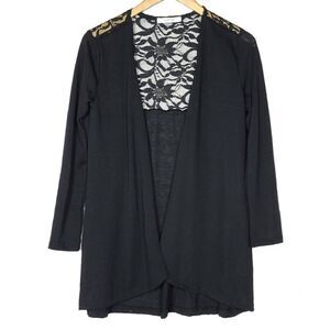 HI Beam Black Lace Back Cardigan